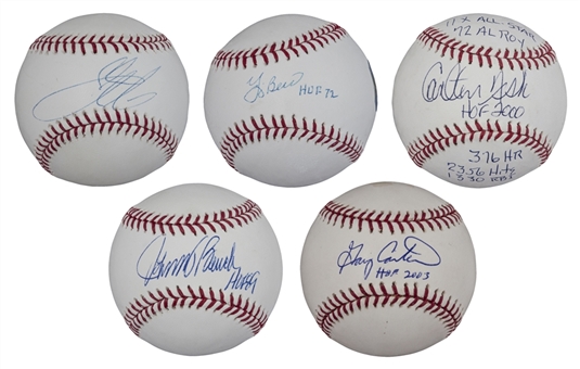 Lot of 5 HOF Catchers Single Signed Baseballs (PSA/Steiner/MLB Auth)